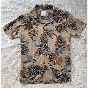 Denim & Flower Ricky Singh Men's Tropical Floral Print Button-Up Shirt Size S